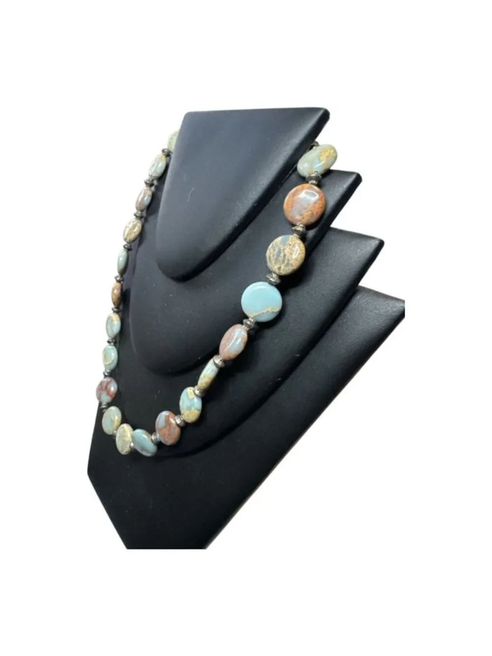 Natural Gemstone Beaded Necklace With Adjustable Clasp For Women Earth Tones